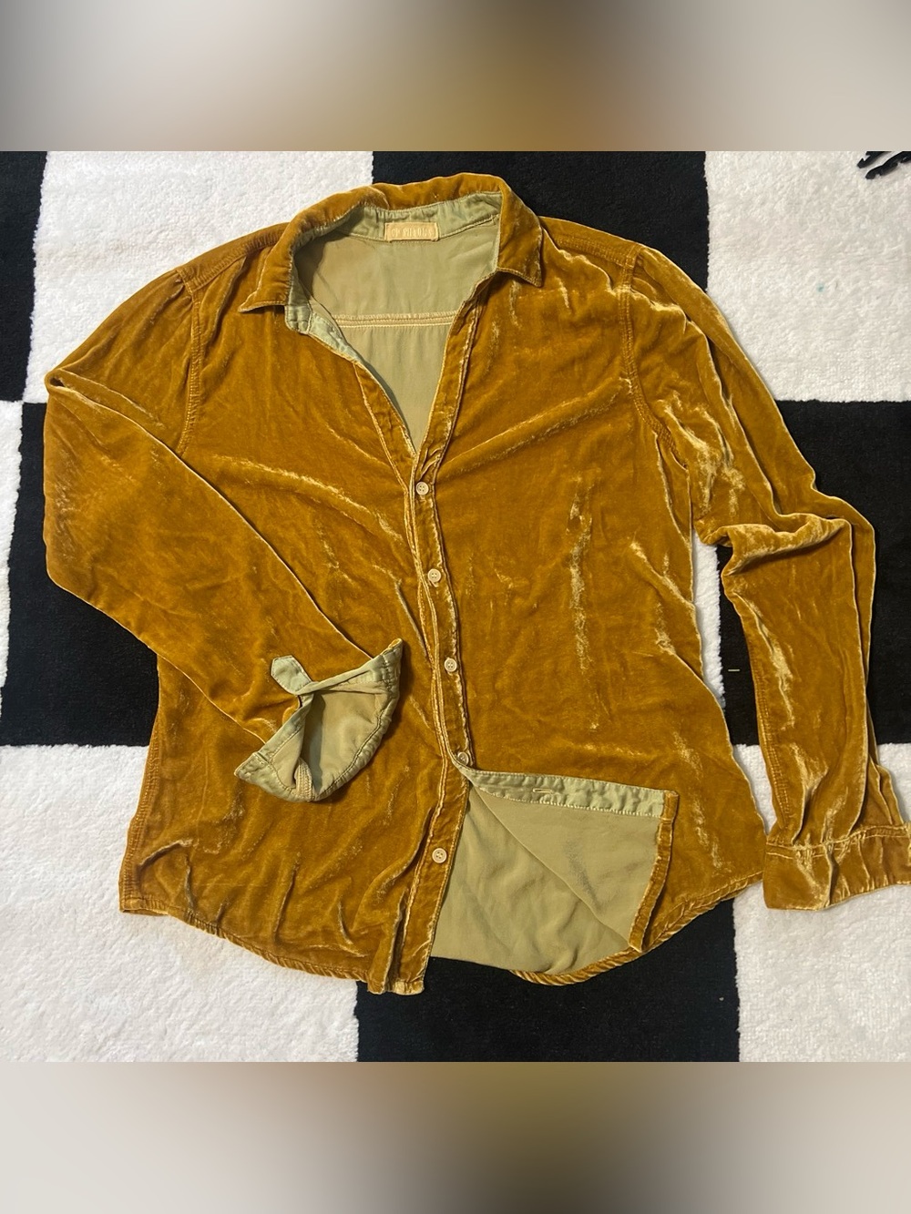 CP Shades Velvet Shirt in Mustard Gold